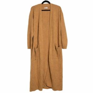Lou & Grey Warm Tan Long Cozy Cardigan With Pockets Winter Fall Spring